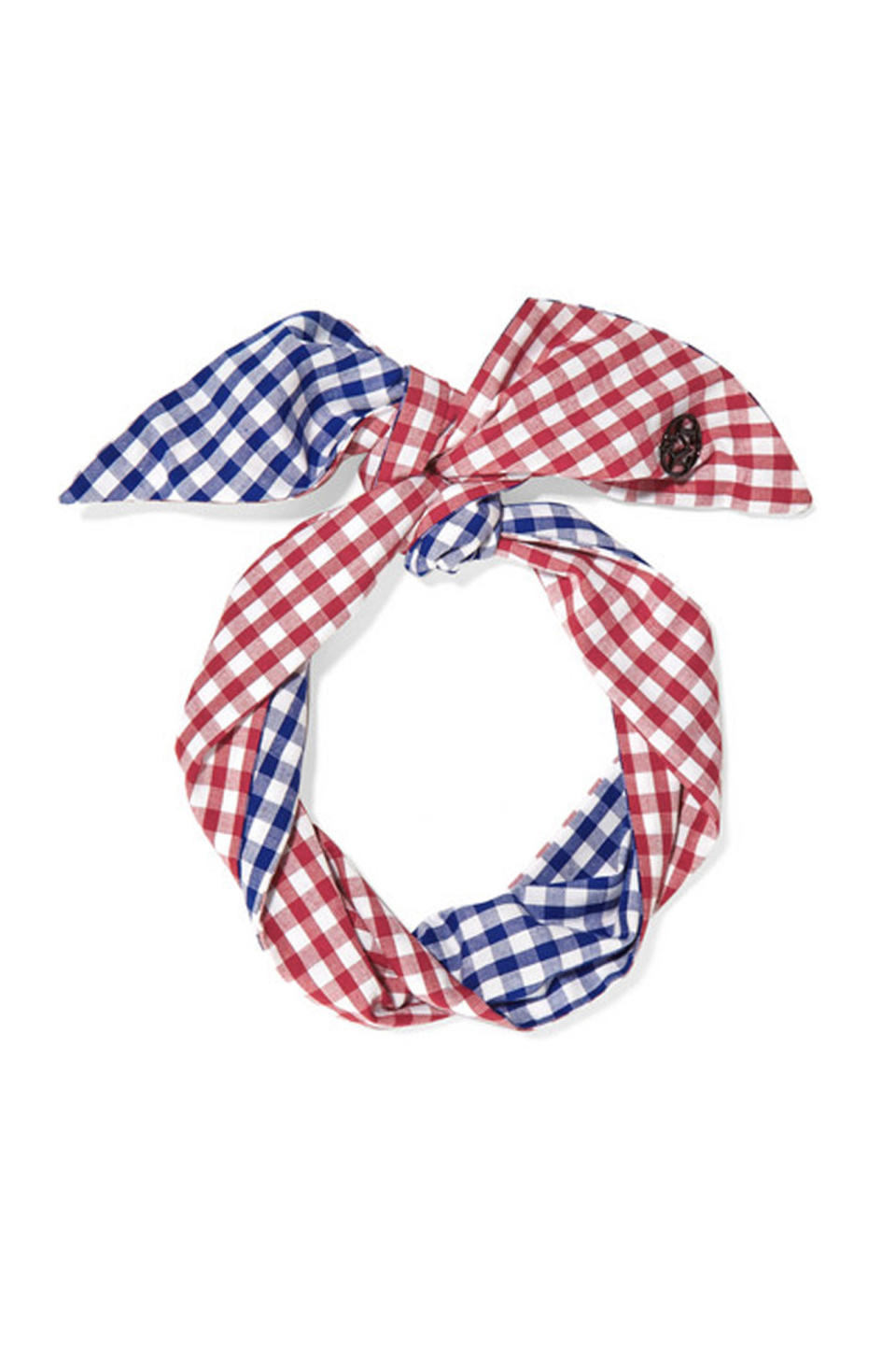 Maison Michel Calie Gingham Cotton Headband