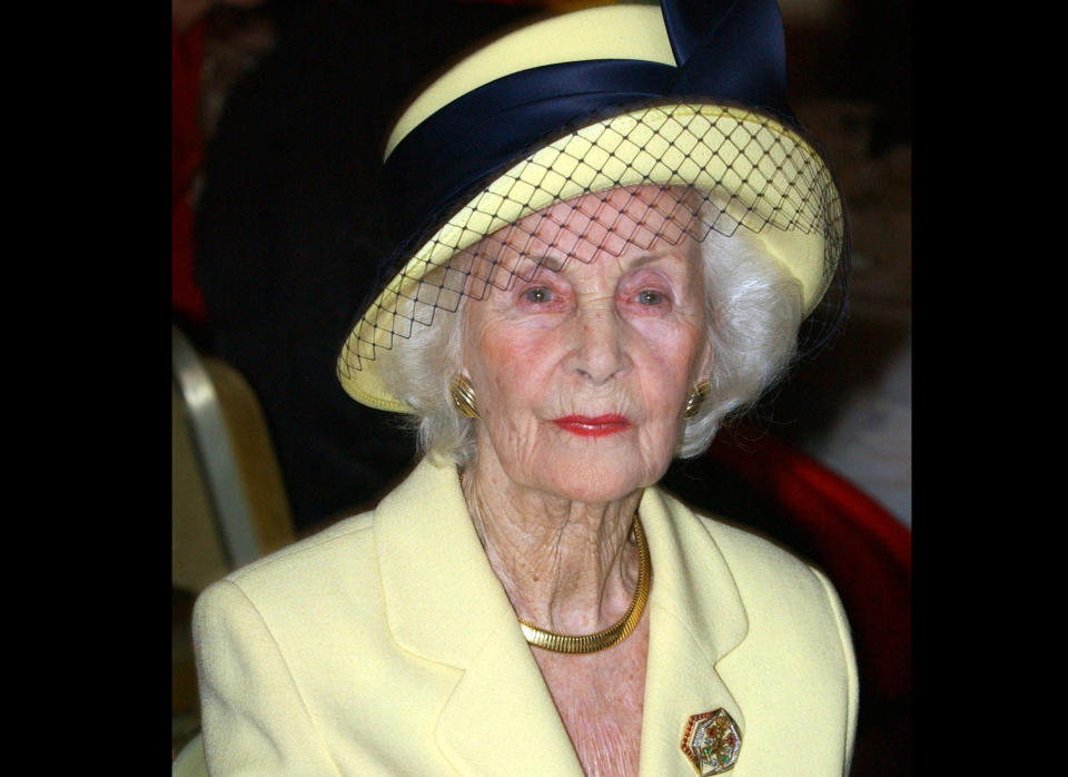 FILE - In this Sept. 15, 2005 file photo, Princess Lilian during a lunch at the city hall in Stockholm. Welsh-born Princess Lilian of Sweden, whose decades-long love story with the king's uncle was one of the better kept secrets of the royal household, has died. She was 97. The Royal Palace says Lilian died Sunday March 10, 2013 in her home in Stockholm. (AP Photo/Erhan Gzner, Scanpix, File) SWEDEN OUT