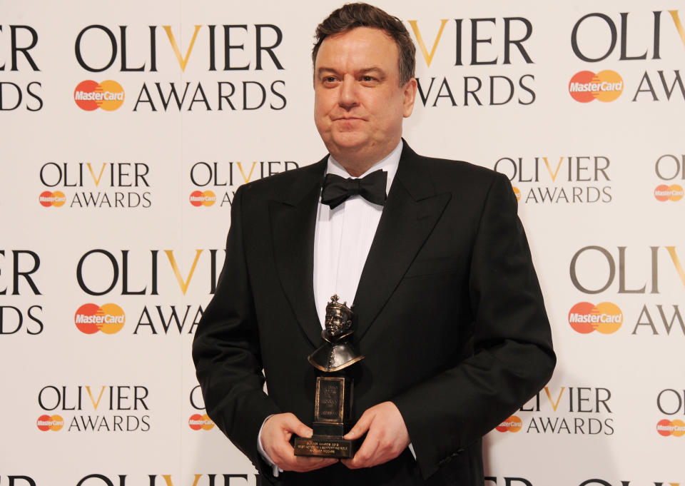 Richard McCabe, winner of Best Actor in a Supporting Role, poses in the press room at The Laurence Olivier Awards 2013 at The Royal Opera House on April 28, 2013 in London, England. | Dave M. Benett—Getty Images