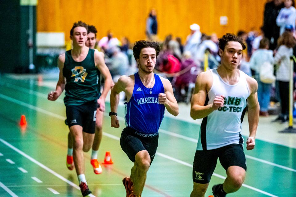 Wareham's Gabriel Silva and Jared Quann compete in the final heat of the 300 at the SCC Championship at GNB Voc-Tech.