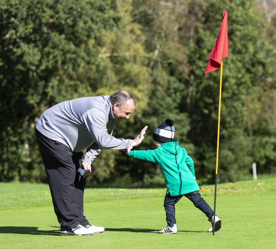 Grandad Tony bought George his first set of plastic golf clubs. (Credit: SWNS)