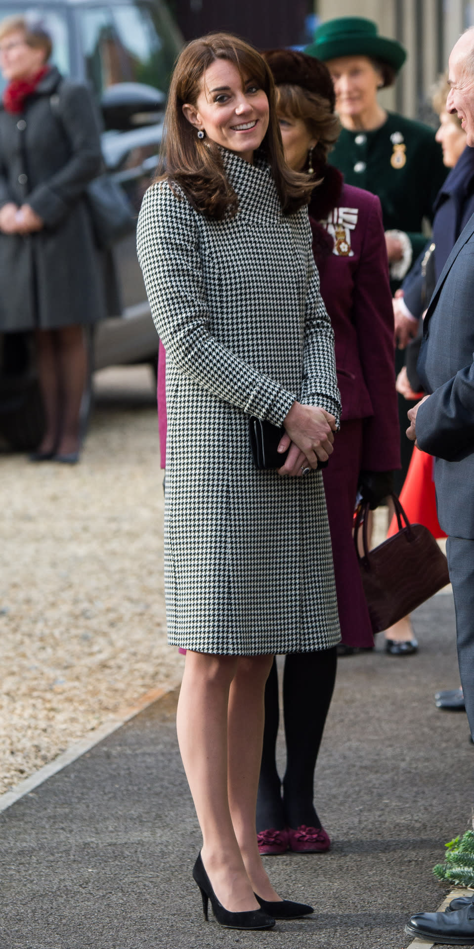 The Duchess of Cambridge arriving at the Centre for Addiction Treatment Studies in Warminster, England, wearing a Reiss coat.