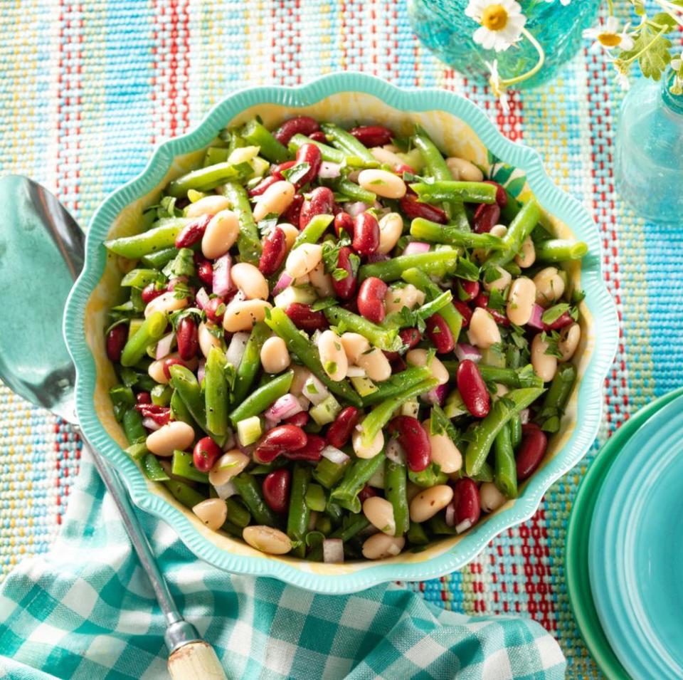 <p>This simple bean salad is totally customizable. Add whatever beans you have on hand—chickpeas, lima beans, or wax beans—then change up the herbs based on what's growing in your garden. </p><p><a href="https://www.thepioneerwoman.com/food-cooking/recipes/a35889178/three-bean-salad/" rel="nofollow noopener" target="_blank" data-ylk="slk:Get the recipe.;elm:context_link;itc:0;sec:content-canvas" class="link "><strong>Get the recipe. </strong></a></p><p><a class="link " href="https://go.redirectingat.com?id=74968X1596630&url=https%3A%2F%2Fwww.walmart.com%2Fsearch%2F%3Fquery%3Dcolanders&sref=https%3A%2F%2Fwww.thepioneerwoman.com%2Ffood-cooking%2Fmeals-menus%2Fg36353420%2Ffourth-of-july-side-dishes%2F" rel="nofollow noopener" target="_blank" data-ylk="slk:SHOP COLANDERS;elm:context_link;itc:0;sec:content-canvas">SHOP COLANDERS</a></p>