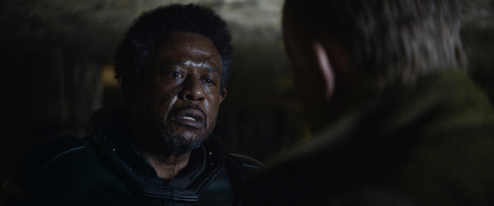 (L-R): Saw Gerrera (Forest Whitaker) and Luthen Rael (Stellan Skarsgard) in Lucasfilm's ANDOR, exclusively on Disney+. Â©2022 Lucasfilm Ltd. & TM. All Rights Reserved.