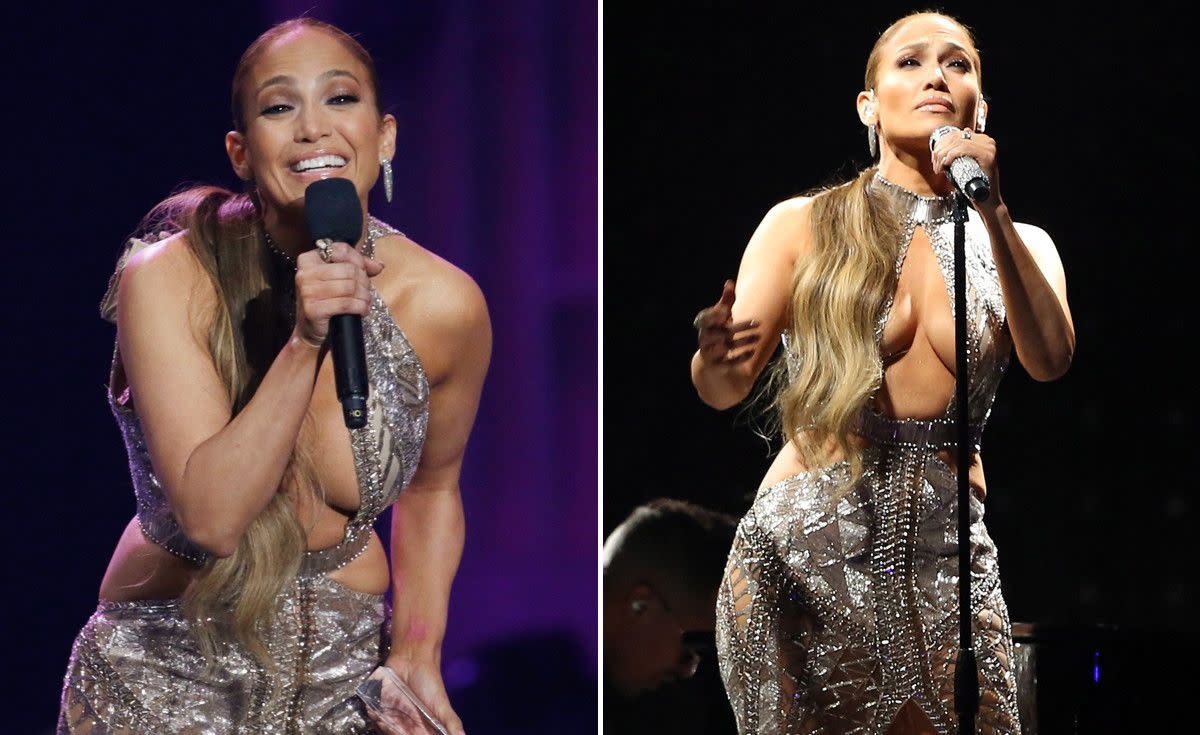 Jennifer Lopez brought down the house after performing her new single 'Mirate', produced by ex-husband Marc Anthony, and accepting the Telemundo Star Award shortly after.
