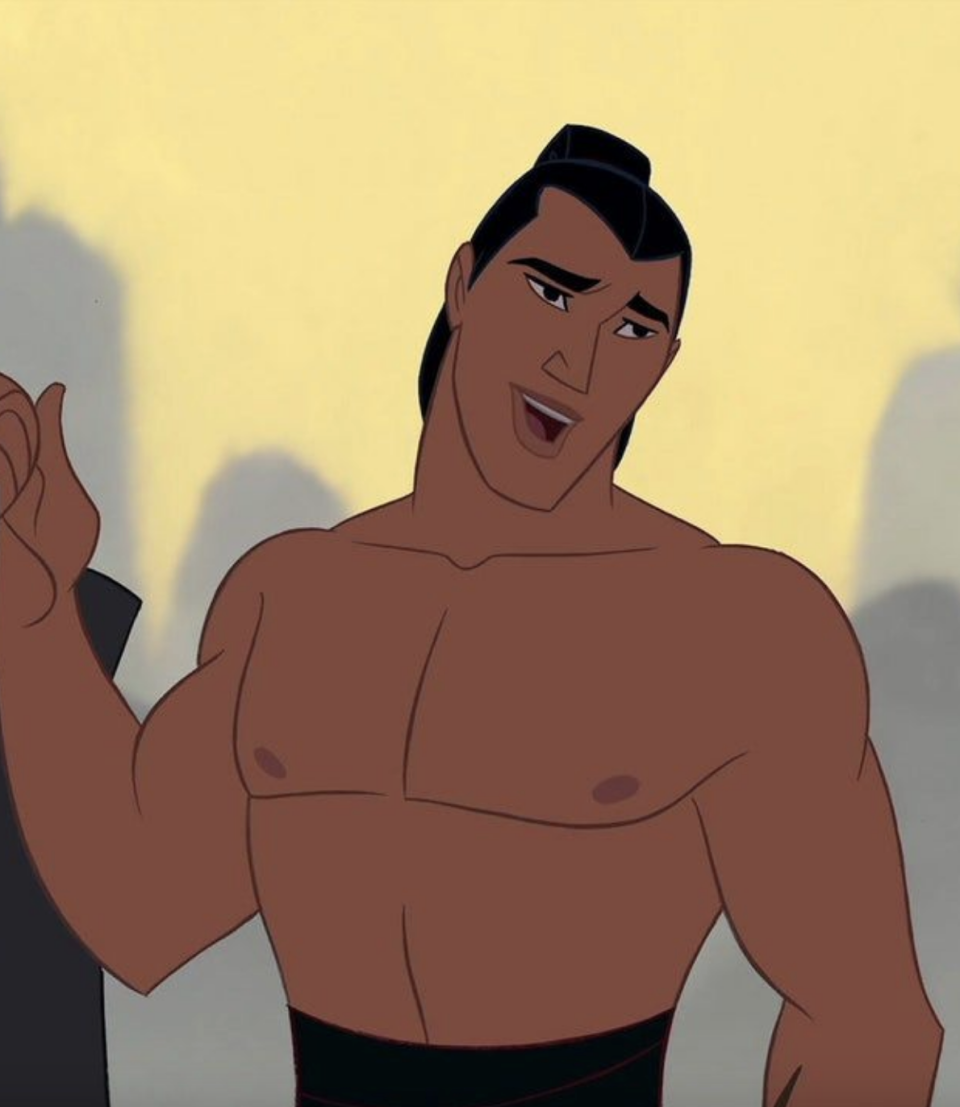 Li Shang training while shirtless