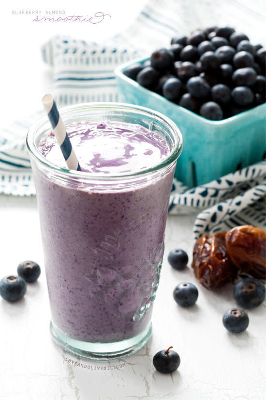<strong>Get the <a href="http://www.loveandoliveoil.com/2013/07/blueberry-almond-butter-smoothies.html" target="_blank">Blueberry And Almond Butter Smoothie recipe</a>&nbsp;from Love &amp; Olive Oil</strong>