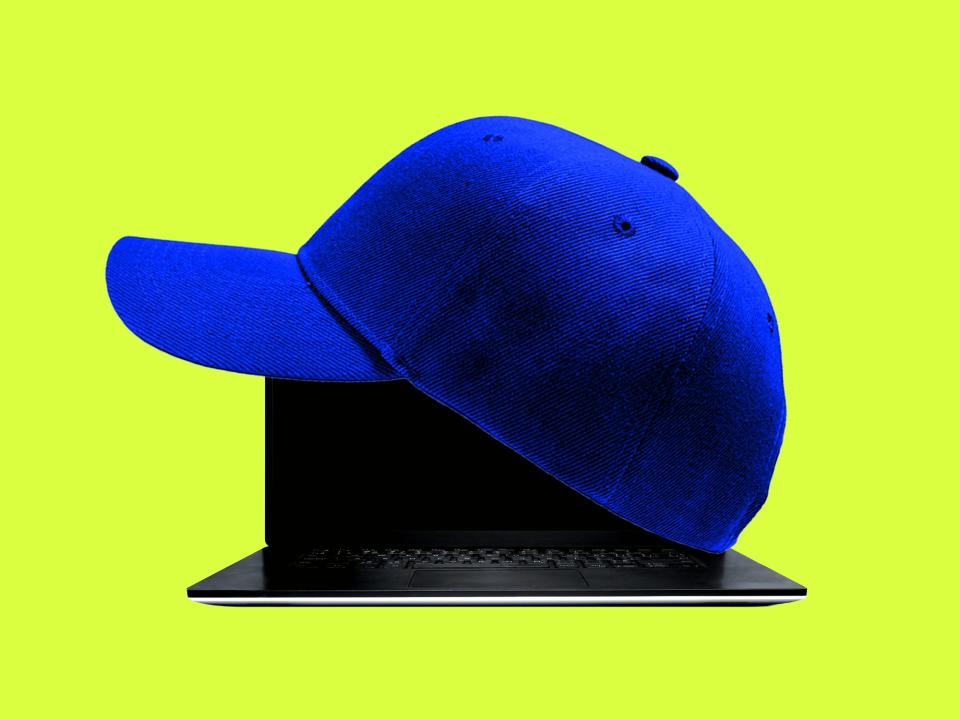 A hat over a laptop