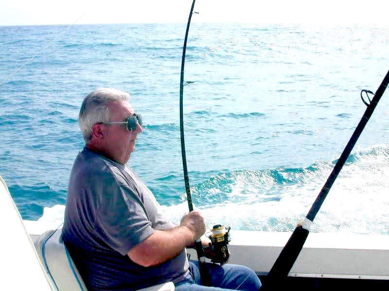 Ken Lewis on a deep-sea fishing expedition.