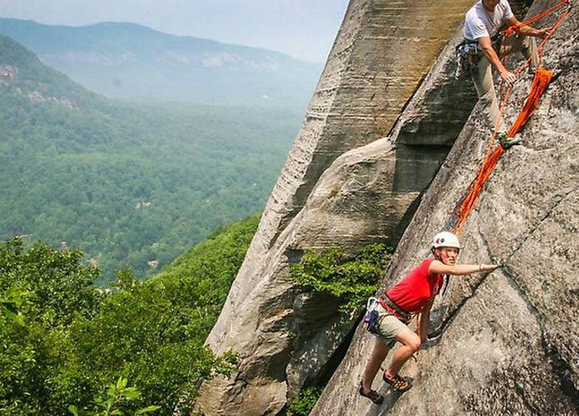 Rock climbing is a favorite activity at Chimney Rock State Park