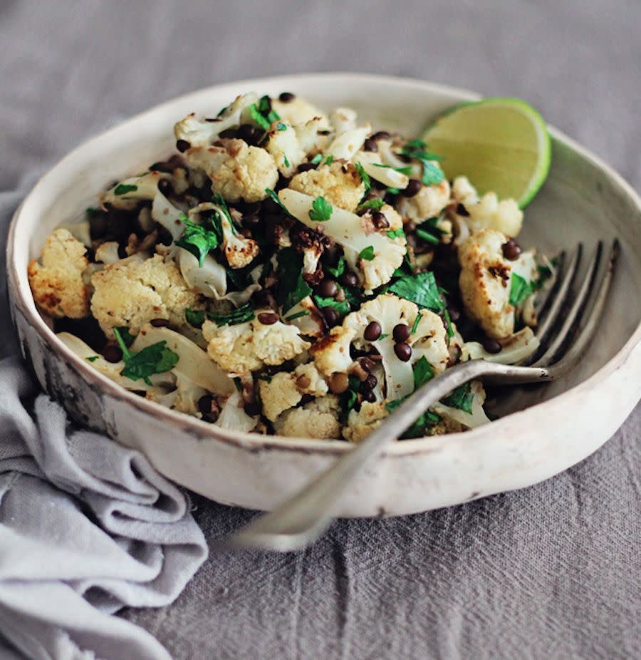 <strong>Get the <a href="http://www.theawesomegreen.com/cumin-roasted-cauliflower-with-black-lentils/" target="_blank">Cumin Roasted Cauliflower With Black Lentils recipe</a> from The Awesome Green</strong>