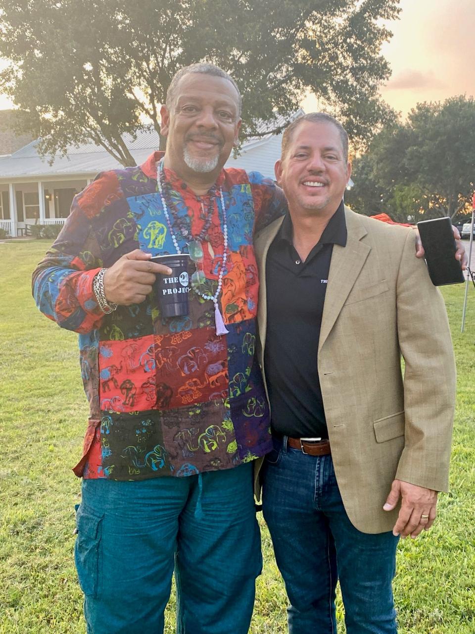 Anthony Scaife (l) is a Navy Veteran who benefited from hyperbaric oxygen treatment funded by The 22 Project. Scaife is standing with Alex Cruz, co-founder of The 22 Project.