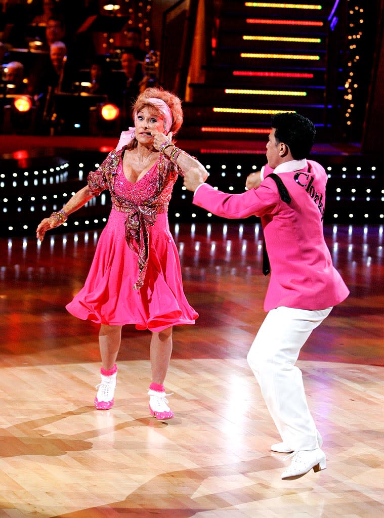 Cloris Leachman and Corky Ballas perform a dance on the seventh season of Dancing with the Stars.