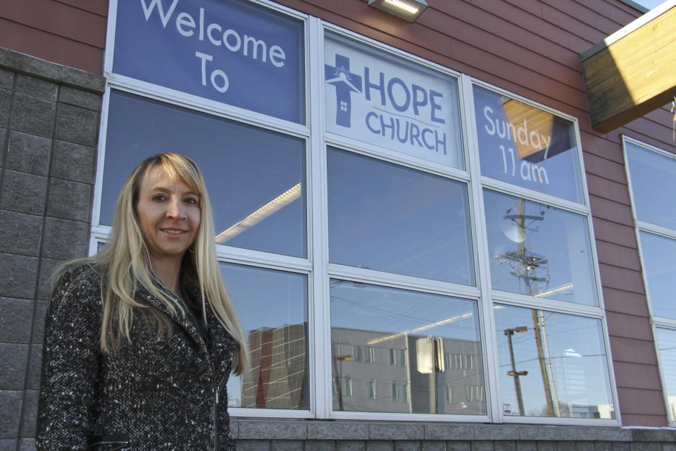 Denise Harle, an attorney with the Christian law firm Alliance Defending Freedom, poses for a photo outside the Hope Center women's shelter in downtown Anchorage, Alaska, on Nov. 1, 2018. (Photo: ASSOCIATED PRESS)