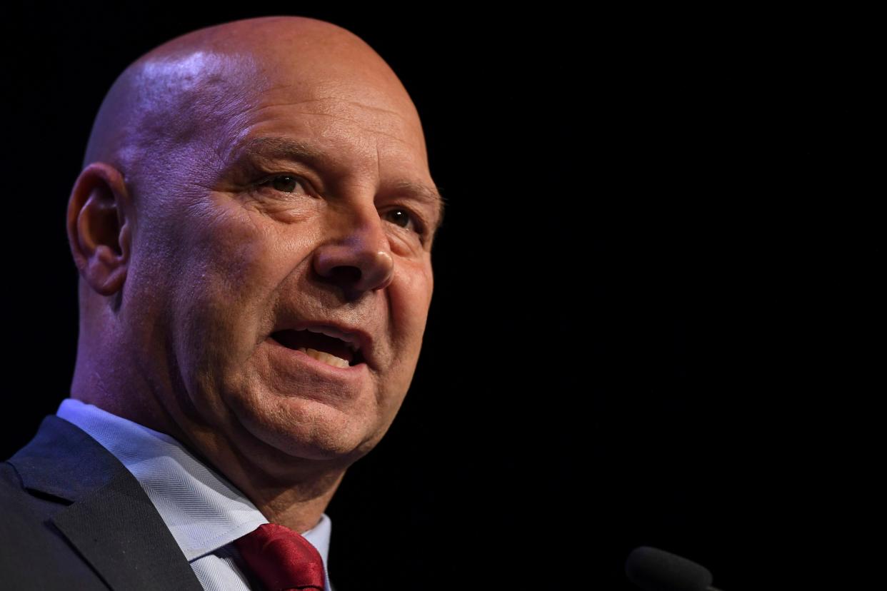 Pennsylvania Republican gubernatorial candidate Doug Mastriano speaks during a campaign stop in Erie, Pa., Thursday, Sept. 29, 2022.