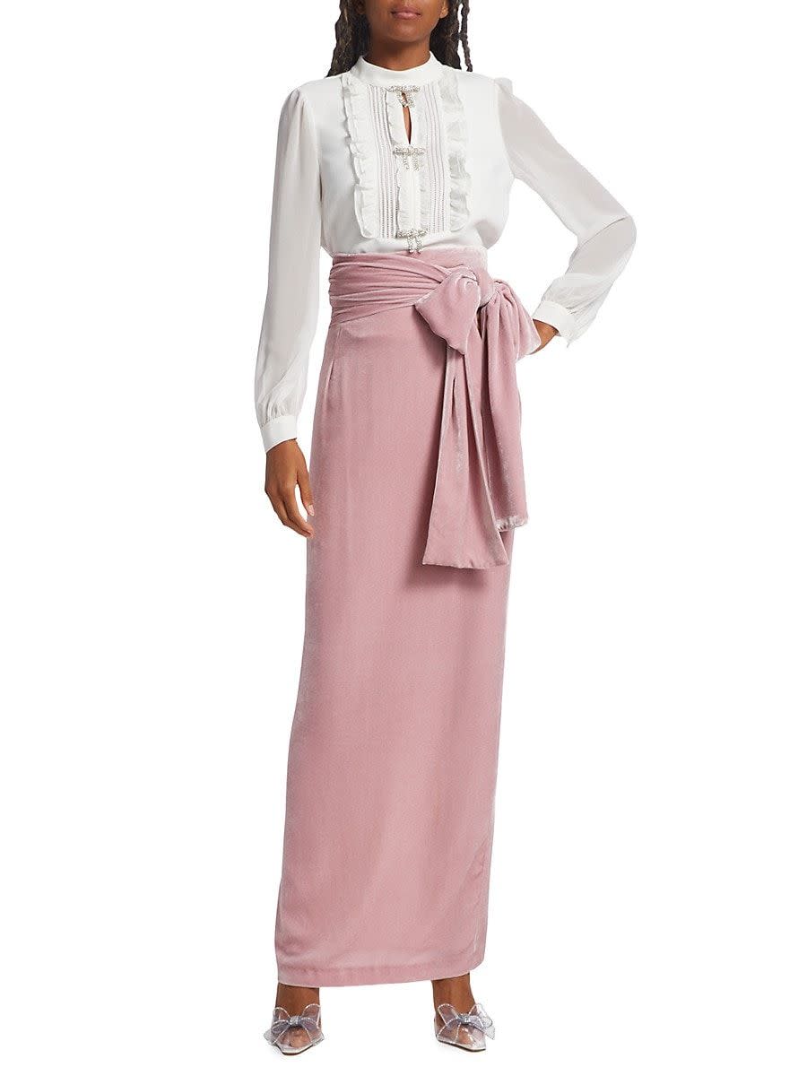 17) Women's Bernard Sash Bow Velvet Skirt