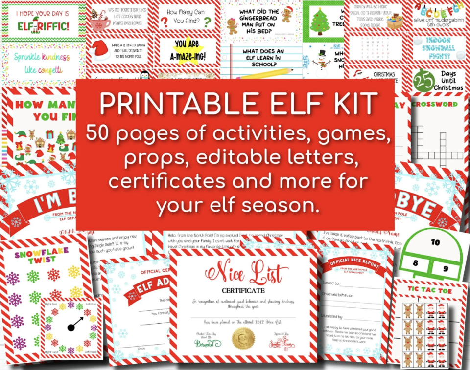 A fully printable set of Elf on the Shelf ideas