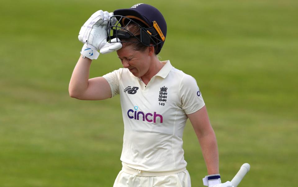 Heather Knight is of England is dismissed for 95 on Day One of the LV= Insurance Test Match between England Women and India Women at Bristol County Ground on June 16, 2021 in Bristol, England - Ashley Allen/Getty Images