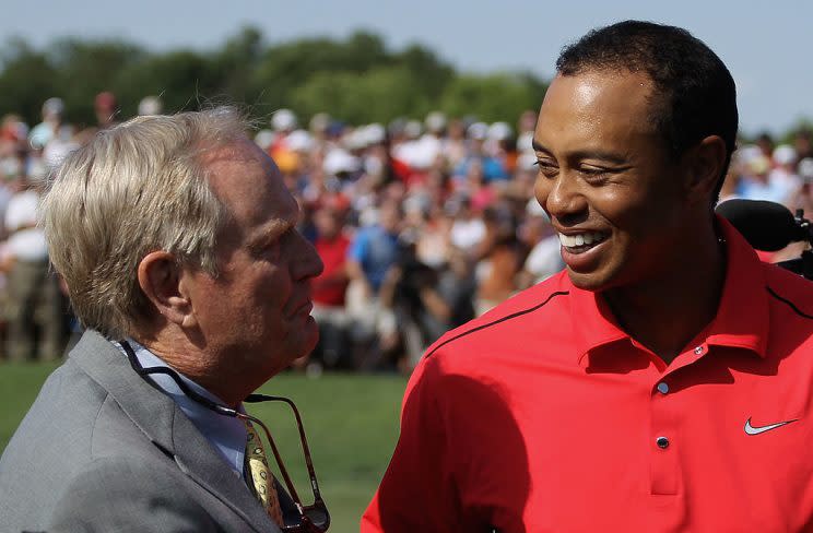 Tiger Woods and Jack Nicklaus back in 2012. (Getty Images)