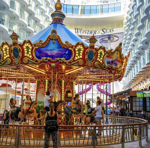 A colorful carousel at the boardwalk on Wonder of the Seas