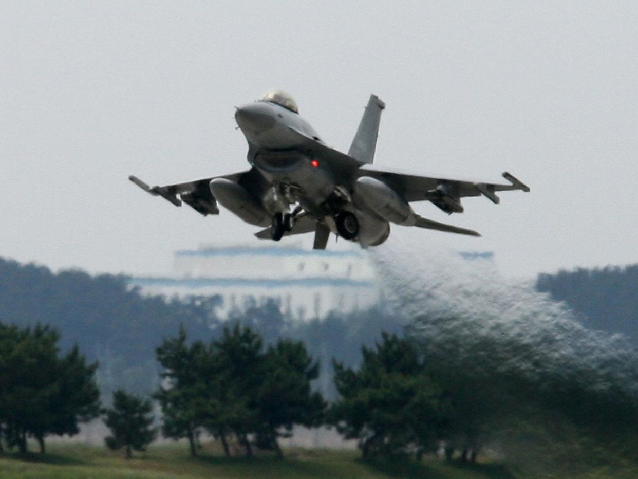 An F-16 takes off during a South Korea and US Air Force combined training exercise in Kunsan, South Korea (file image): Chung Sung-Jun/Getty Images