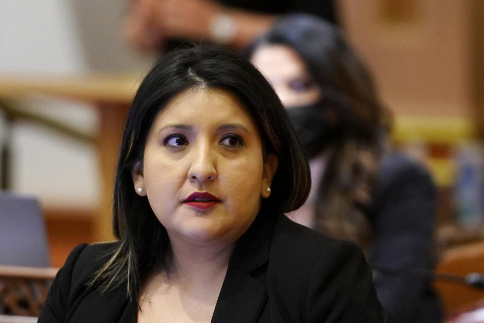 FILE – California state Sen. Melissa Hurtado in Sacramento, Calif., March 7, 2022. Hurtado, a Democrat, is running for Congress in California's 22nd district in 2024. (AP Photo/Rich Pedroncelli File)