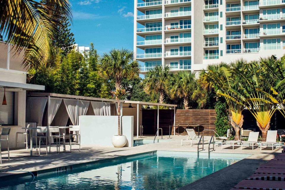 Rose Marie Cromwell The pool area at the Sarasota Modern hotel.