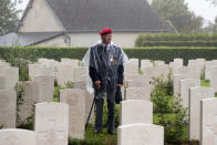 <p>A veteran attends a service of remembrance at Bayeux Cemetery during D-Day 74th anniversary commemorations in Normandy in Bayeux, France. This week was the 74th anniversary of D-Day and some of the handful of surviving Normandy Veterans have made their way to France to commemorate the landings, which saw 156,000 troops from the allied countries including the United Kingdom, the United States and France join forces to launch an audacious attack on the beaches of Normandy helping lead to the eventual defeat of Nazi Germany. For the veterans travelling with groups such as the charity D-Day Revisited – which has taken the largest number of British veteran to this year’s commerations, the anniversary will have extra poignance, as next year, the 75th anniversary, will be the charities final organised visit. (Matt Cardy/Getty Images) </p>