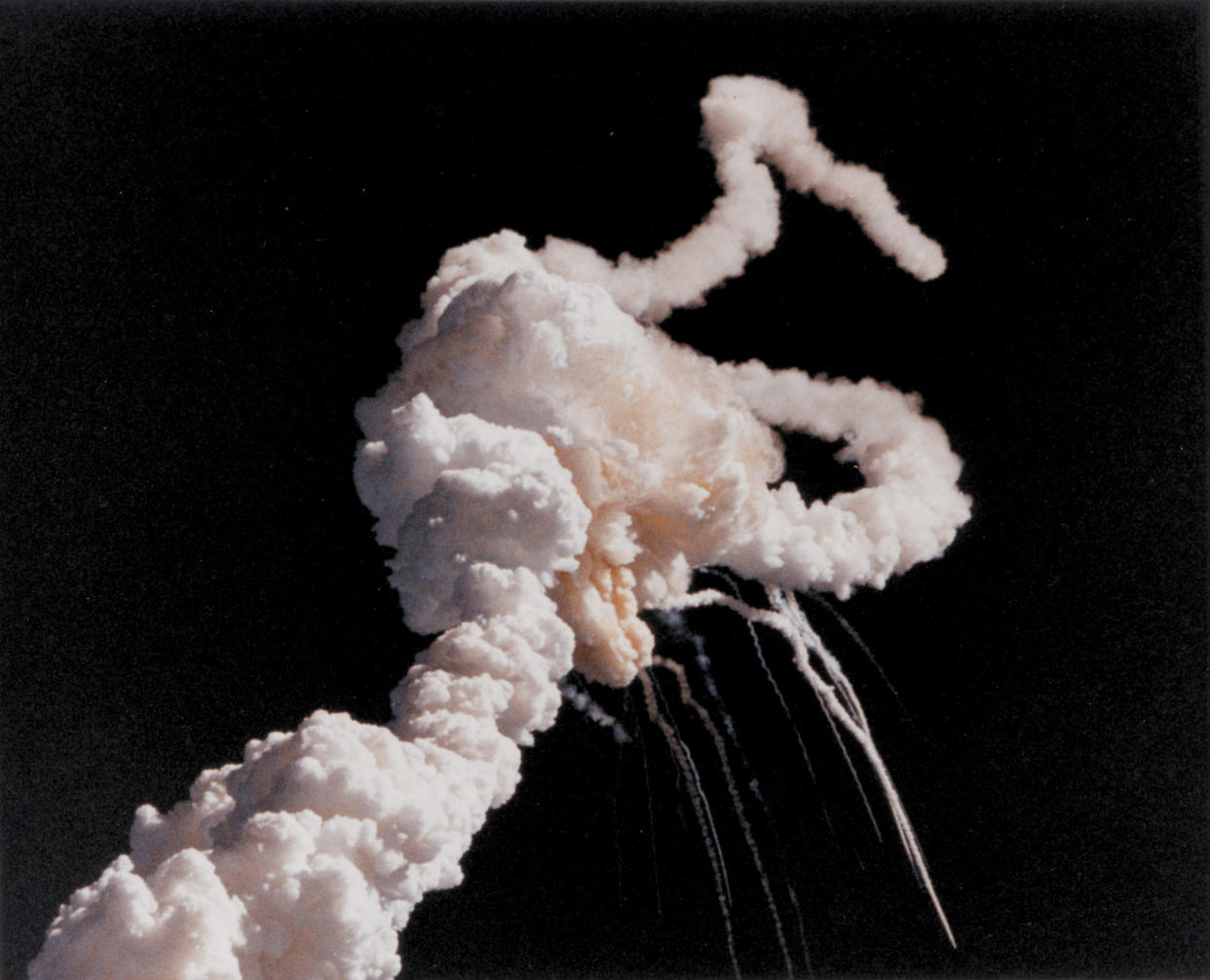 This photograph was taken a few seconds after the Challenger exploded. (NASA/Handout via Reuters)