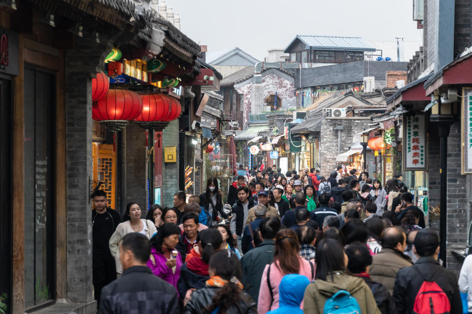 Large group of tourist in the Shichahai area in Beijing. Credit: Getty Images