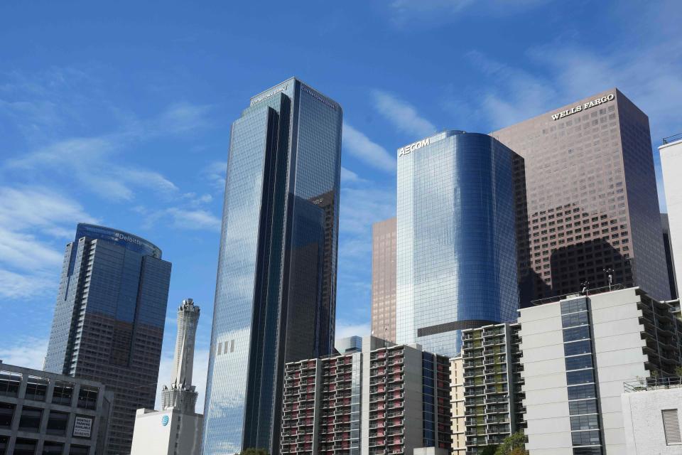 The downtown Los Angeles skyline is pictured on Nov. 2, 2022.