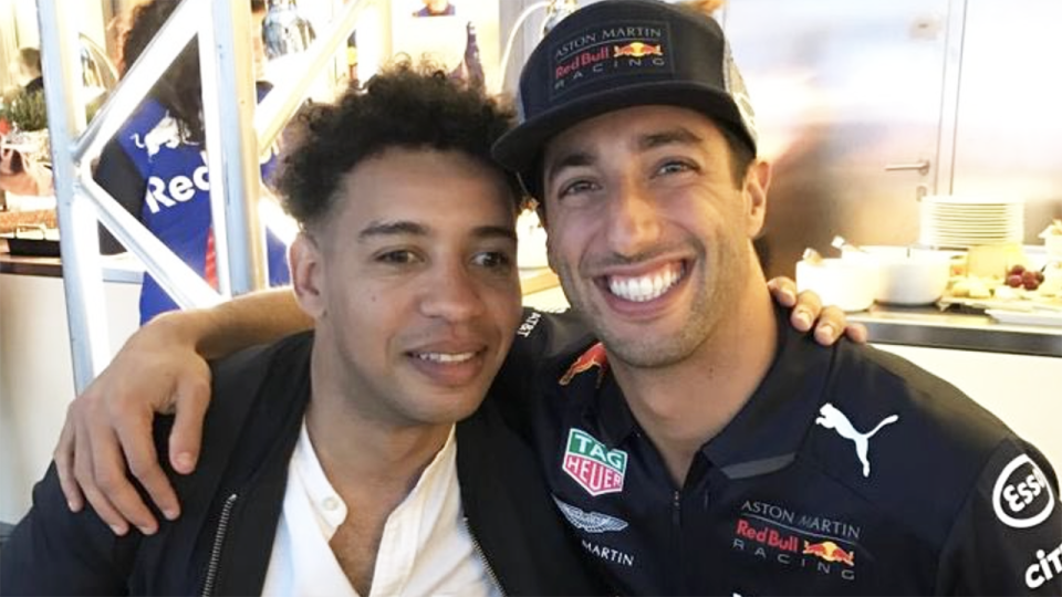 Australian F1 ace Daniel Ricciardo has paid tribute to popular F1 cult figure Charaf-Eddin Ait-Tales, who died after a battle with cancer. Picture: Twitter/Daniel Ricciardo