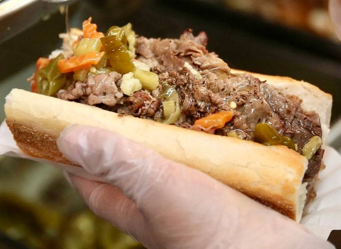 An Italian beef sandwich at Portillo’s.