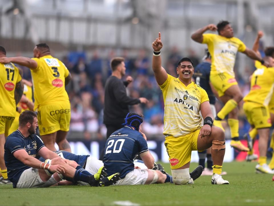 Will Skelton and La Rochelle celebrate after beating Leinster in Dublin  (Getty Images)
