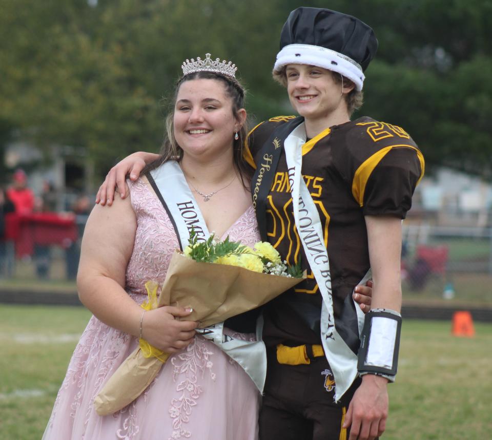 Pellston seniors Caroline Crenshaw and Jack Schmalzried were named Homecoming queen and king during halftime of Saturday's game against Onaway.