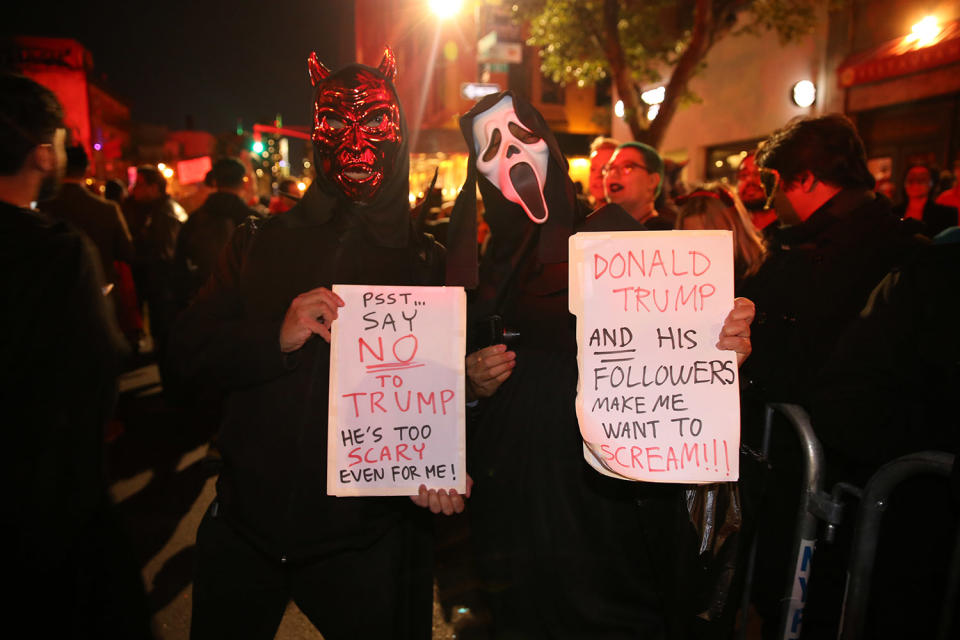 Trump wigs and Hillary masks: Political satire was on parade at Halloween in NYC