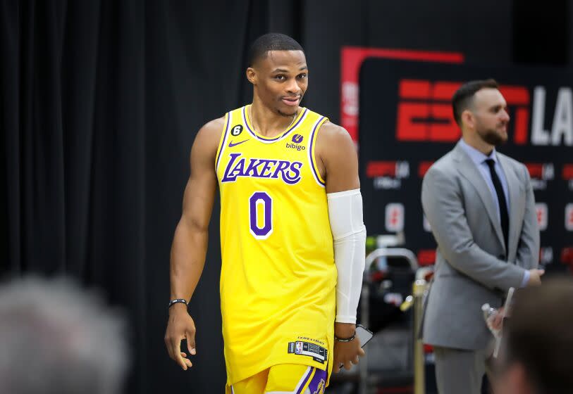 EL SEGUNDO, CA - SEPTEMBER 26, 2022: Russell Westbrook during Lakers Media Day.