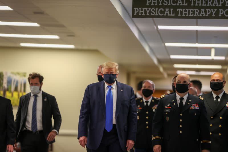 U.S. President Donald Trump visits Walter Reed National Military Medical Center