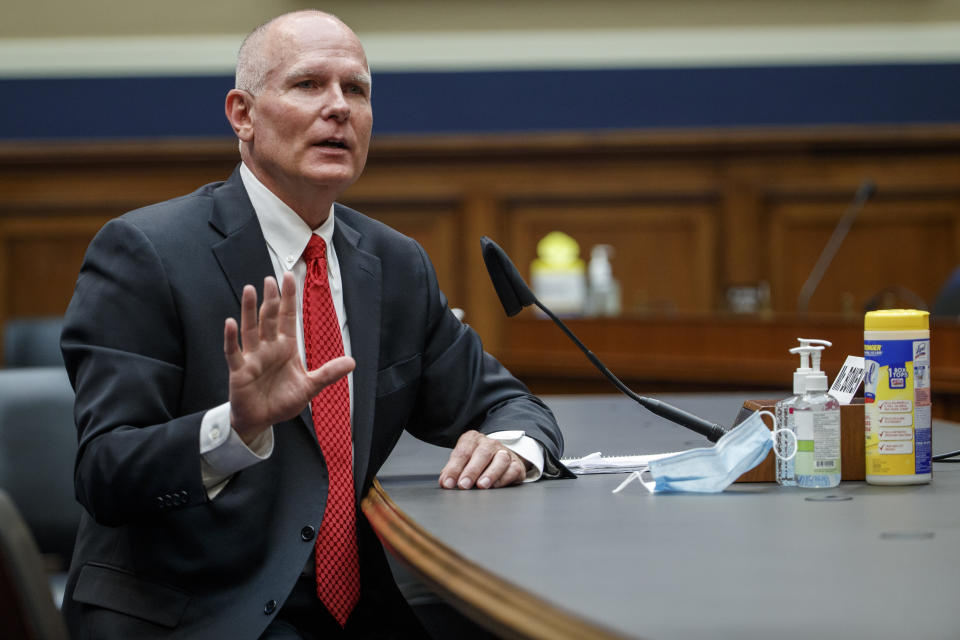 Executive Vice President of Prestige Ameritech Mike Bowen testifies before the House Energy and Commerce Subcommittee on Health in May. Prestige Ameritech is the largest producer of surgical masks in the United States. (Photo: ASSOCIATED PRESS)