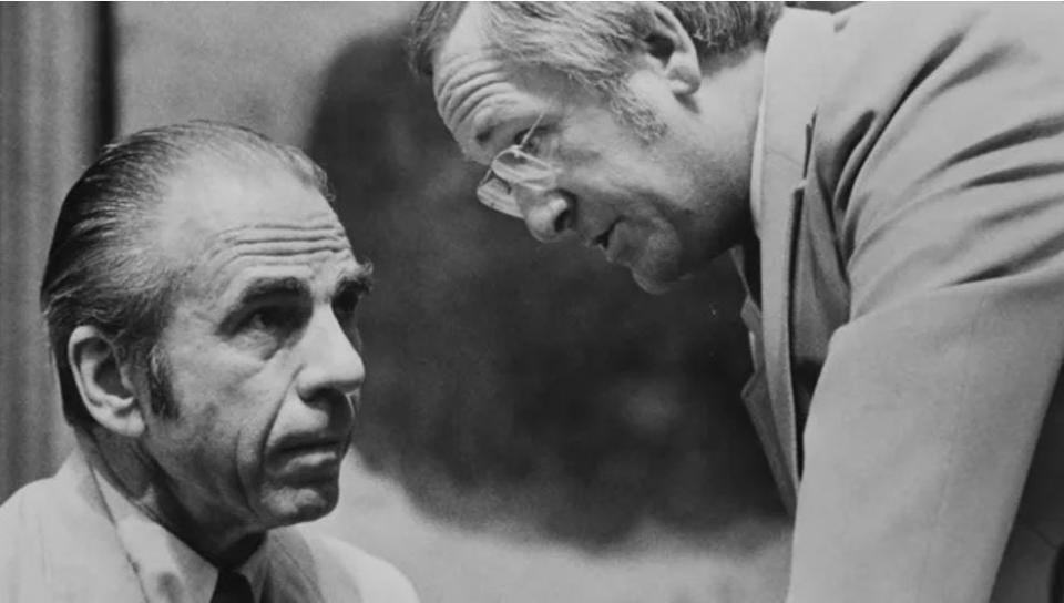 State Rep. DeWitt Hale, D-Corpus Christi, left, chatting with House Speaker Billy Clayton on Aug. 4, 1975.