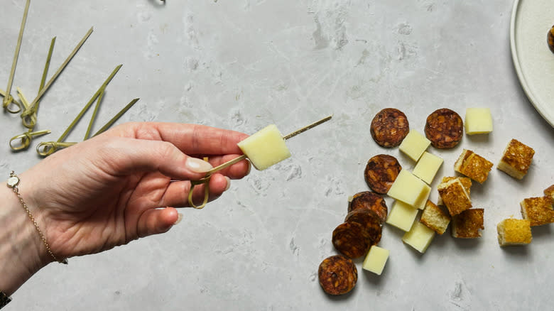 cheese on a skewer