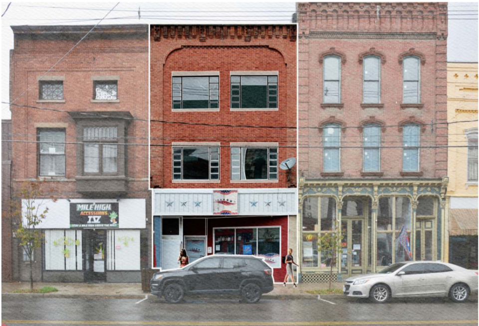 A rendering of a Waverly project to upgrade an historic building and create upper-level housing above an established sports bar, one of nine NY Forward Projects approved for the village. NY Forward allocated $156,000 for the project.
