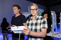 LOS ANGELES, CA - SEPTEMBER 20: Chord Overstreet (R) and guest attend the Nintendo Hosts Wii U Experience In Los Angeles on September 20, 2012 in Los Angeles, California. (Photo by Amy Graves/Getty Images for Nintendo)