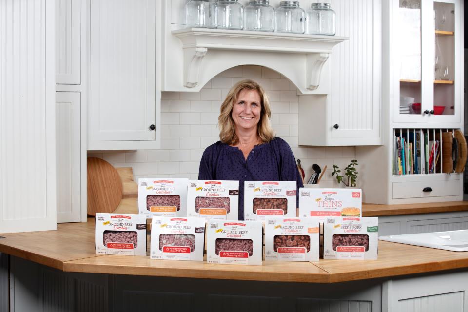 Heidi Meyer developed Pound of Ground with her husband, Jeff. The company sells frozen ground beef crumbles that can go from the freezer to a skillet without thawing. 