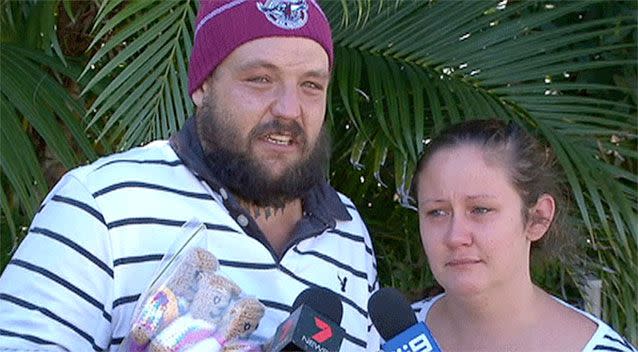 Heartbroken parents Belinda Warwick and Jared Campbell lost their two-year-old son, Roman, and all their possessions in the tragic blaze. Photo: 7News