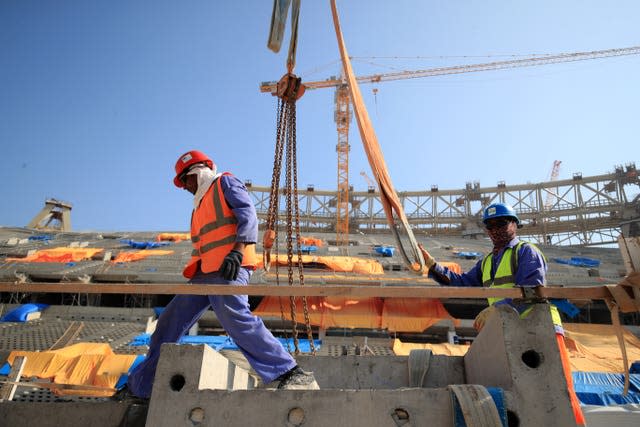 Workers at Qatar's Lusail Stadium