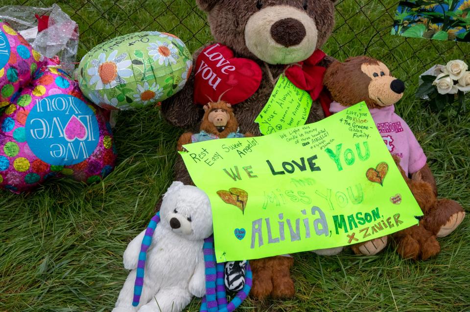 Gifts at a memorial on the site of the crash on Thursday, Nov. 1, 2018.