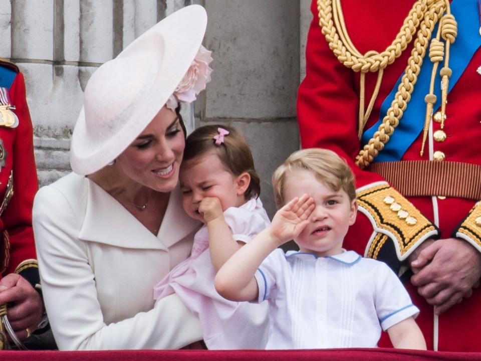Kate Middleton, Princess Charlotte, and Prince George at Trooping the Colour 2016.