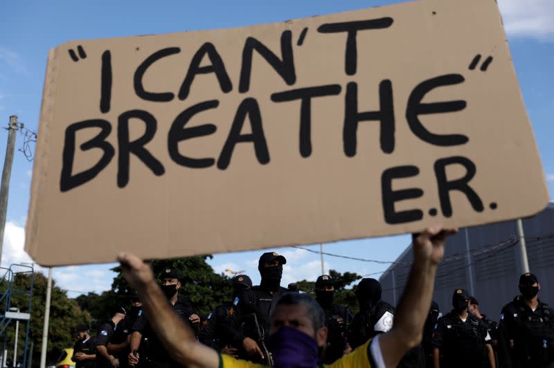 Protest against police brutality of Rio's police forces and racism, in Rio de Janeiro