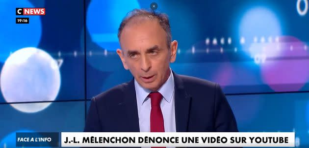 Eric Zemmour le 7 juin 2021 sur le plateau de Cnews. (Photo: Cnews/Capture d'écran)